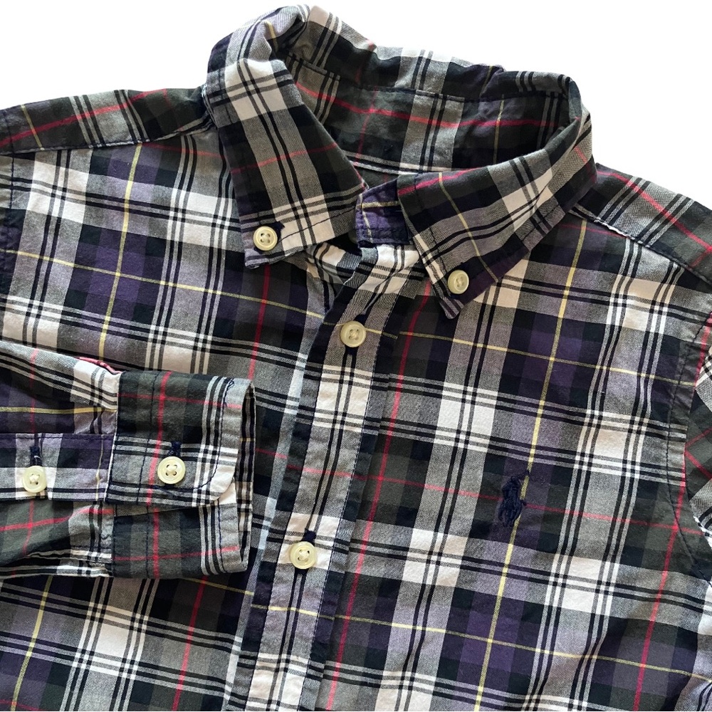 Ralph Lauren Toddler Boy Oxford Button Down Polo Shirt Plaid 2T
